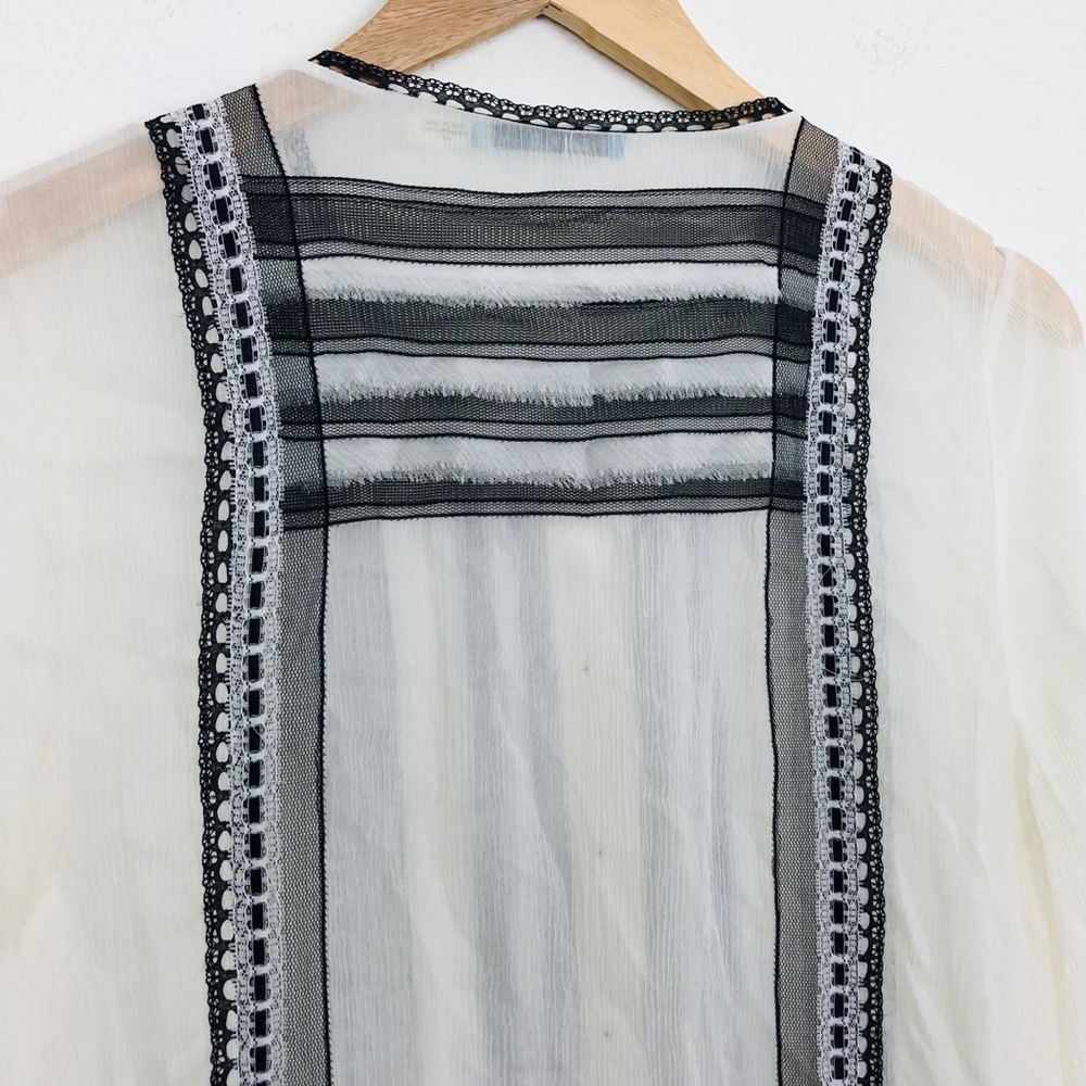 Alice + Olivia Sheer Silk Lace Button Up Blouse - Picture 6 of 10